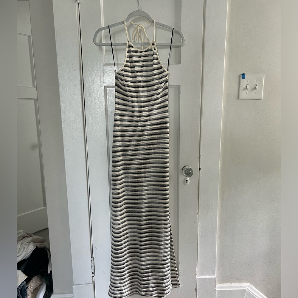 Shop Talulah Striped Crochet Halter Dress